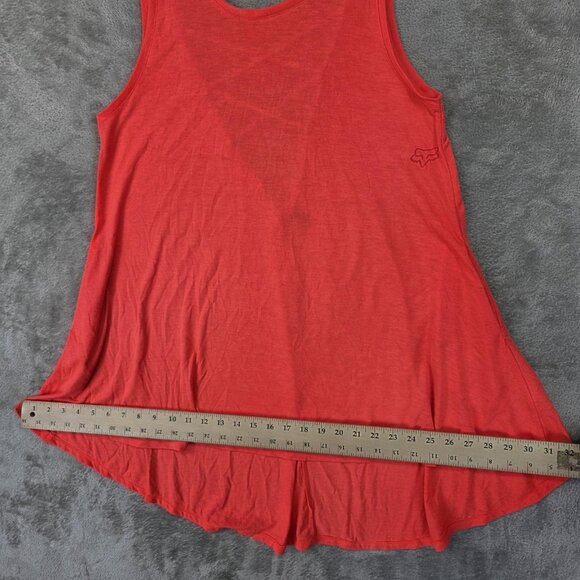 Fox Tank Top Womens Medium Coral High Low Scoop Neck Crisscross Back Tunic Logo - Picture 11 of 11